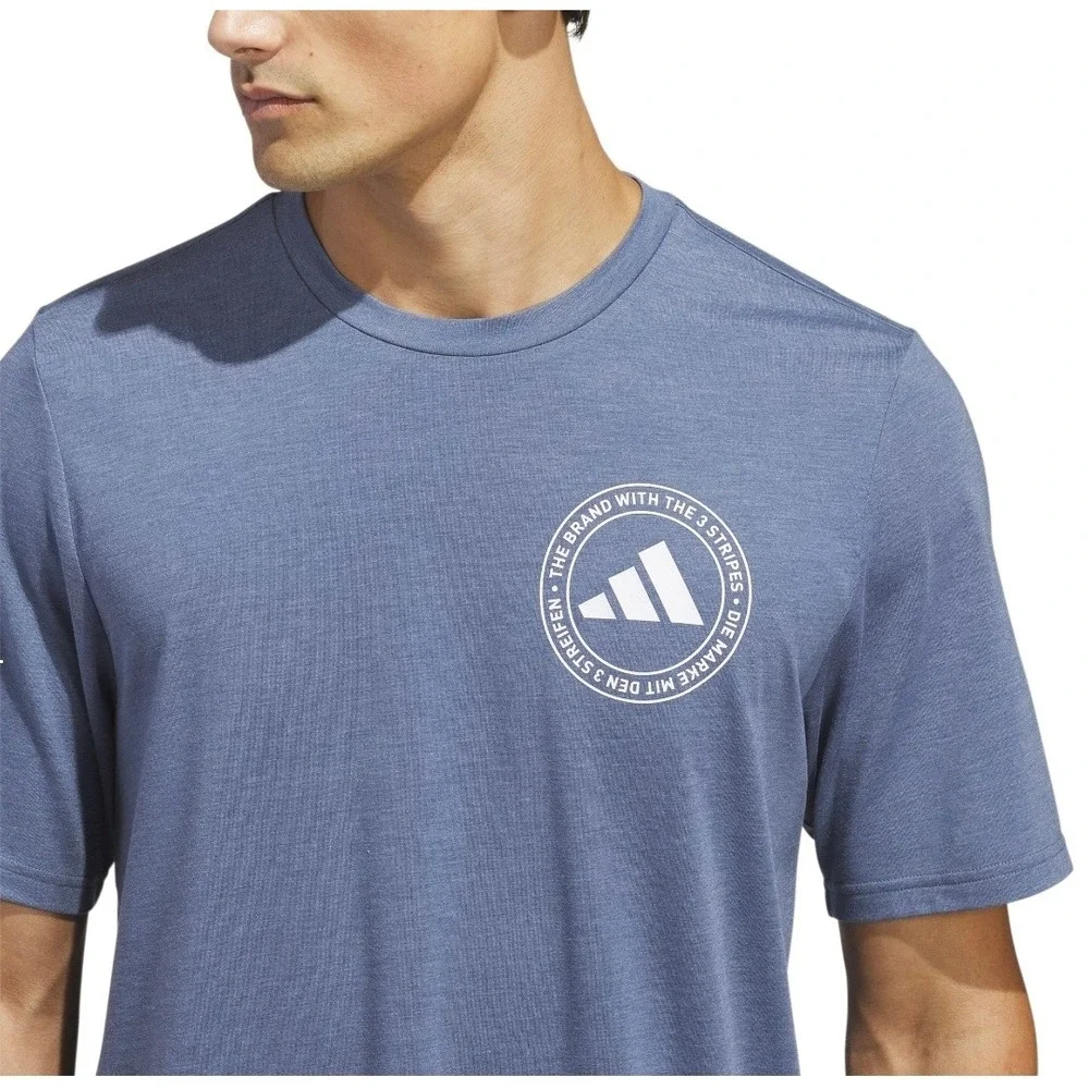 Adidas Mens CSCO Emblem Graphic Tee Blue Heather T-Shirt KU9183 Large